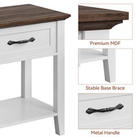 Table de chevet Garvee avec tiroir, 2 niveaux de rangement, bois, blanc, pour chambre et salon, robuste et polyvalente