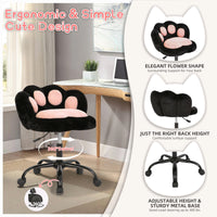 Chaise de coiffeuse Garvee à roulettes, pivotante à 360°, réglable en hauteur, en polaire douce, motif patte de chat, idéale pour la chambre et le bureau, renforcée en nylon, confortable