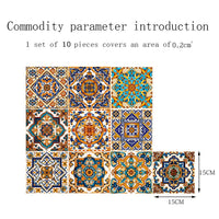 GARVEE Lot de 10 stickers carrelage vintage, colorés, en vinyle PVC autocollant, 15 x 15 cm, pour la décoration de meubles et de murs.