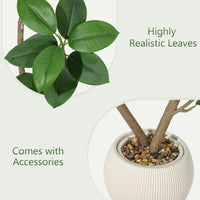 Garvee Ficus Lyrata artificiel 210 cm, pot beige avec pierres, plante réaliste sans entretien, résistant aux UV, maison et bureau