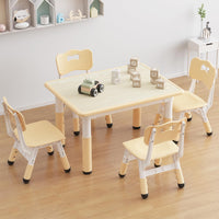 Table enfant Garvee réglable en hauteur avec 4 chaises, idéale pour les salles de classe, les jardins d'enfants et les maisons. Hauteur réglable de 48 à 60 cm. Motif graffiti.