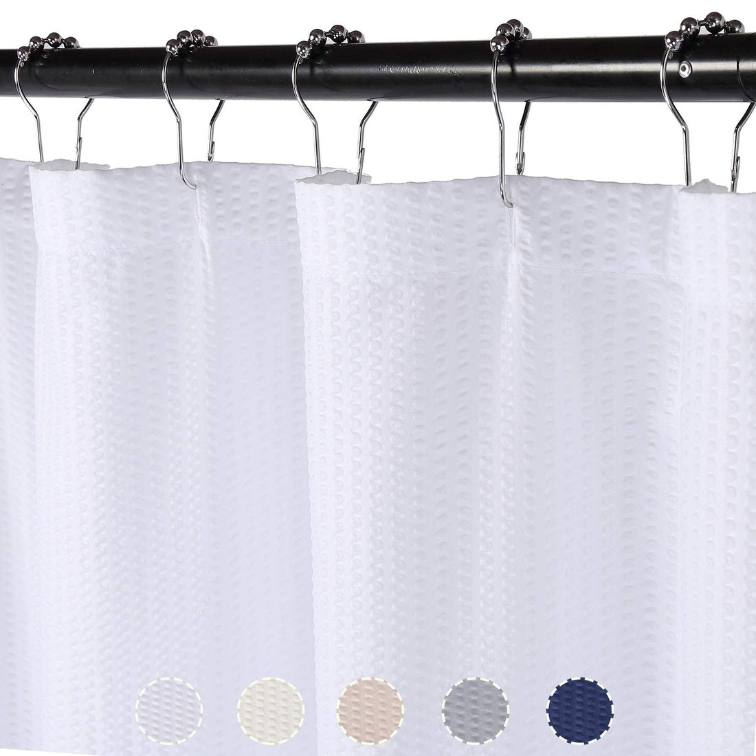 Rideau de douche Garvee en microfibre déperlante blanche 183 x 183 cm (72 x 72 pouces) pour salle de bain, gaufré