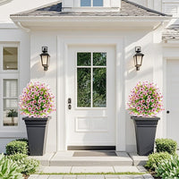 Ensemble de 2 fleurs artificielles Garvee avec piquets pour jardin et terrasse, rose, résistant aux UV, réaliste, facile d'entretien