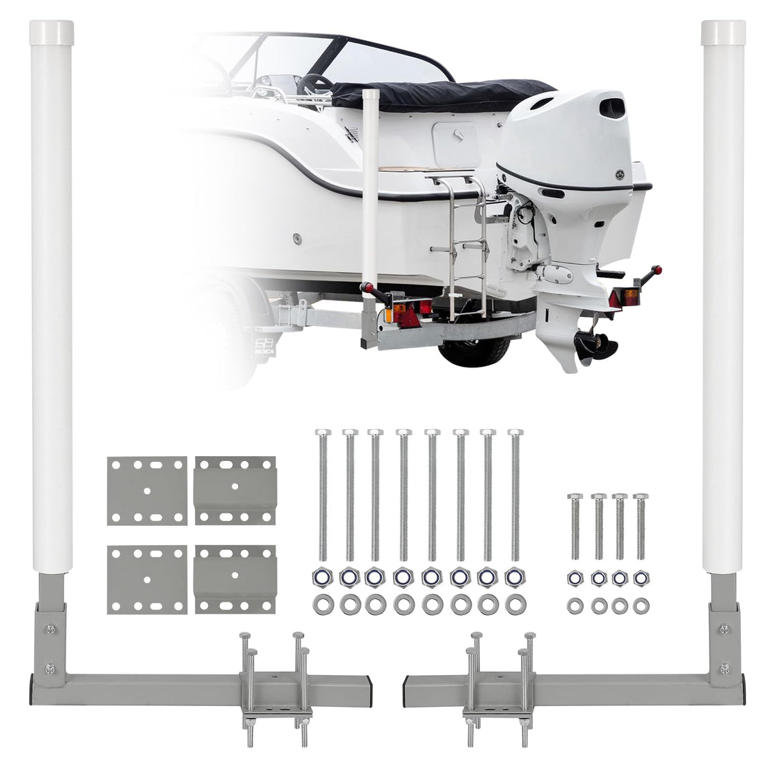 Garvee Barres de guidage réglables de 101,6 cm pour remorque de bateau, en acier inoxydable avec protection en PVC, pour bateaux de ski et de pêche