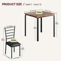 Ensemble de salle à manger Garvee 3 pièces pour 2 personnes avec chaises rembourrées, MDF et métal, gain de place pour la cuisine et le bureau, design moderne et robuste, noir