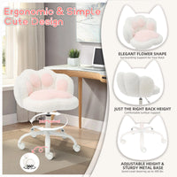 Chaise de coiffeuse Garvee à roulettes, pivotante à 360°, réglable en hauteur, coussin moelleux, structure en métal, dossier en forme de patte de chat, confortable et stable, grise, idéale pour le bureau et la chambre.