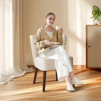 Fauteuil de salon moderne Garvee en velours, pieds réglables, dossier ergonomique, pieds en bois, beige, pour salle à manger ou chambre.