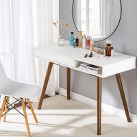 Bureau moderne blanc Garvee avec tiroirs pour bureau et chambre à coucher, 108 x 50 x 75 cm, bois