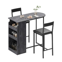 Ensemble table et chaises de bar Garvee avec plateau semi-circulaire rétro, rangement à 3 niveaux, tabourets recouverts de cuir pour la cuisine et le bureau, moderne et peu encombrant