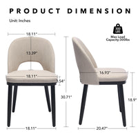 Ensemble de 2 chaises de salle à manger en bois Garvee, style moderne, rembourrées, dossier haut, revêtement en tissu, robustes et confortables, beige, pour cuisine et café, 46 cm (P) x 52 cm (L) x 78 cm (H)