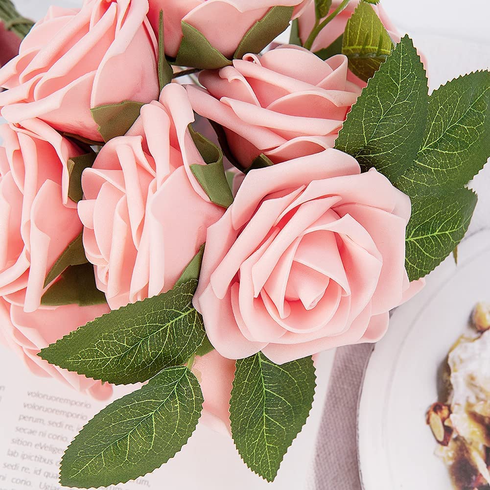 Roses artificielles Garvee, lot de 25, fleurs en mousse, roses, pour décorations de mariage à faire soi-même, couleurs éclatantes, durables et polyvalentes