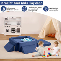 Garvee Canapé modulable enfant type Nugget, 12 pièces multifonctions, sûr et confortable, bleu marine, idéal pour salle de jeux et chambre d’enfant