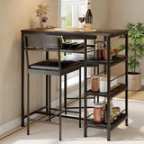 Garvee Ensemble de table à manger 3 pièces, table 91 × 42 × 94 cm et 2 tabourets rembourrés, cadre métal, noir, compact