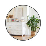 Garvee Miroir Mural Rond 30 Pouces Noir Cadre Métal Moderne Verre Sécurisé 5mm Décor Maison Polyvalent - 