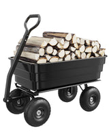 Garvee Chariot Poly Dump 1200lbs Capacité, Pneus 13" Anti-crevaison, Usage Jardin, Polypropylène Renforcé, Organisateur Amovible - 