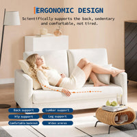 Canapé deux places Garvee 52" avec ressorts ensachés de 7,5", dossier ergonomique, structure en bois massif, beige, pour salon et chambre