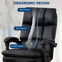 Chaise de bureau Garvee en cuir PU, ergonomique et réglable, avec repose-pieds, structure en métal et pivotement à 360°, idéale pour la maison, le bureau et les jeux vidéo (noir).