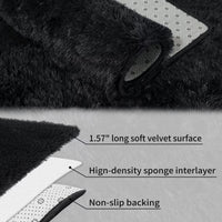 Tapis rond moelleux Garvee 100 cm (3'3,3") en velours noir doux et shaggy, antidérapant, idéal pour la chambre d'enfant, le salon ou la chambre à coucher.
