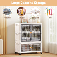 Armoire pour animaux Garvee avec boîtes de rangement empilables, roulettes, portes, pliable pour salon et chambre, robuste et polyvalente