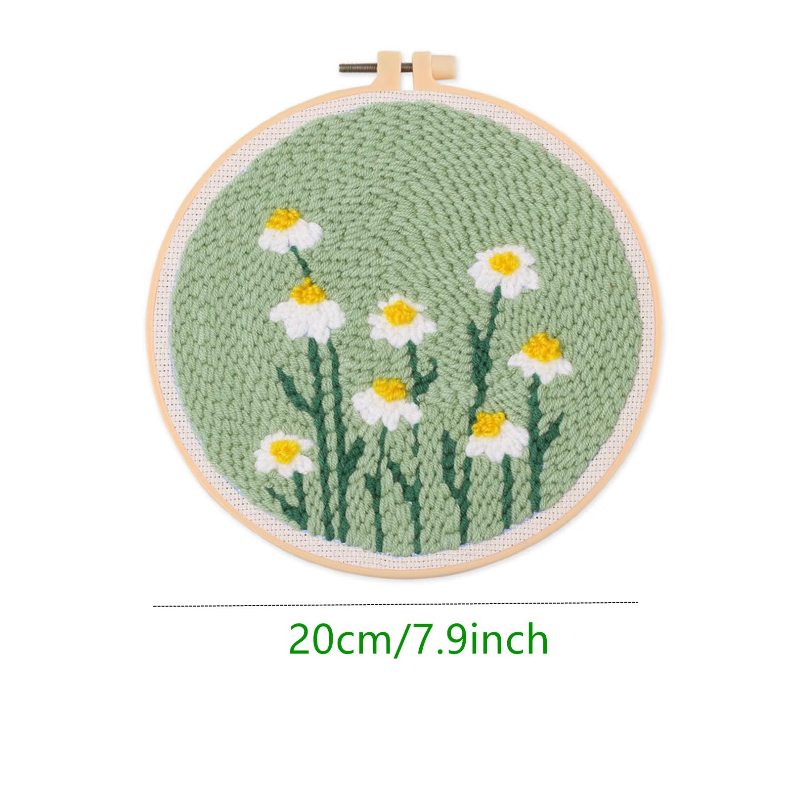 Kit de broderie au poinçon Garvee pour débutants, motif floral, tissu lavable, fil et tambour à broder, idéal pour les débutants, cadeau DIY, taille unique