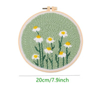 Kit de broderie au poinçon Garvee pour débutants, motif floral, tissu lavable, fil et tambour à broder, idéal pour les débutants, cadeau DIY, taille unique