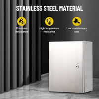 Boîte de jonction électrique Garvee IP65 étanche en acier inoxydable 304 de 1,2 mm d'épaisseur, pour usage extérieur, avec couvercle à charnière et protection contre la poussière.