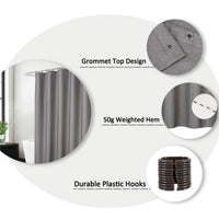 Rideau de douche Garvee en polyester imperméable avec crochets pour salles de bain et baignoires, 122 x 183 cm, gris