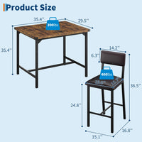 Ensemble table et chaises Garvee pour 4 personnes avec repose-pieds et protections d'angle, hauteur comptoir, tabourets de bar rembourrés, bois et métal, compact, pour cuisine et appartement, multicolore