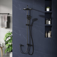 Colonne de douche GARVEE Rain Shower sans accessoires – Colonne de douche ronde en acier inoxydable noir 25 cm