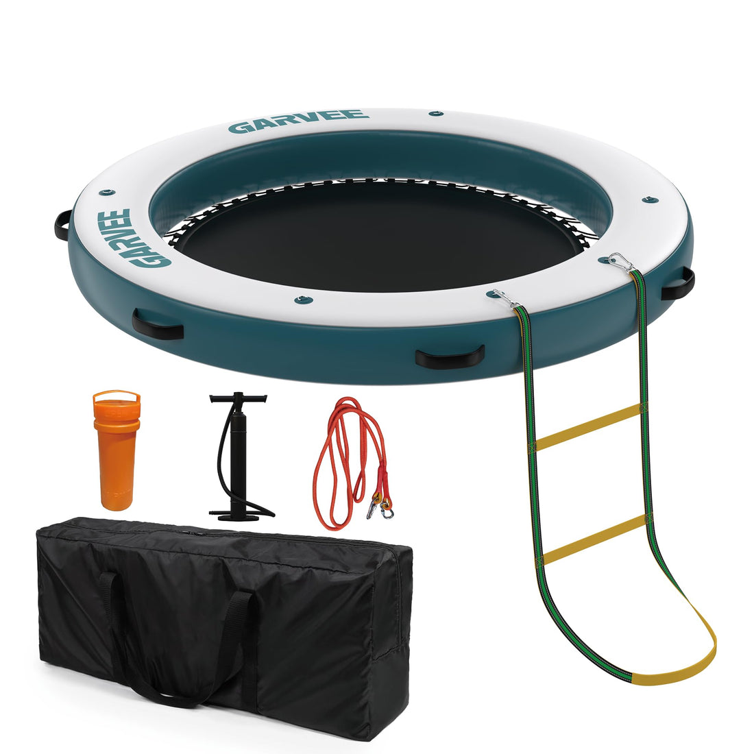 Garvee Hamac flottant gonflable 305 cm ou 244 cm, maille PVC marin, ancrage sécurisé, pour piscine et lac, multicolore.