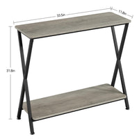 Console étroite Garvee, 2 niveaux, style industriel, bois MDF et métal, pour salon et entrée, 85 cm (L) x 30 cm (l) x 81 cm (H), noire