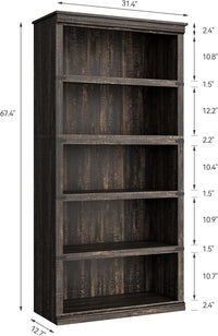Étagère en bois Garvee à 5 niveaux (3+2 étagères), style ferme, en MDF et bois massif, marron, idéale pour le salon ou le bureau.