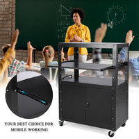 Chariot audiovisuel mobile Garvee avec verrouillage, support pour ordinateur portable réglable en hauteur, acier, roues avec freins, bureau et présentation, noir, 61-107 cm (24-42 pouces)