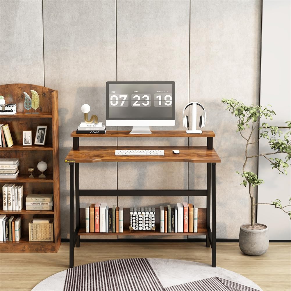 Bureau d'ordinateur Garvee avec étagères pour bureau à domicile et petits espaces 80x50x87cm Noir