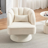 Garvee Fauteuil pivotant moderne en velours beige, rotation 360°, design confortable pour salon, chambre ou coin détente. - Beige