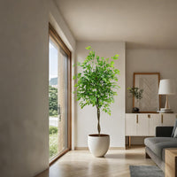 Arbre artificiel d'intérieur Garvee avec feuilles en caoutchouc, tronc naturel, pot stable pour la maison et le bureau, moderne et facile d'entretien.