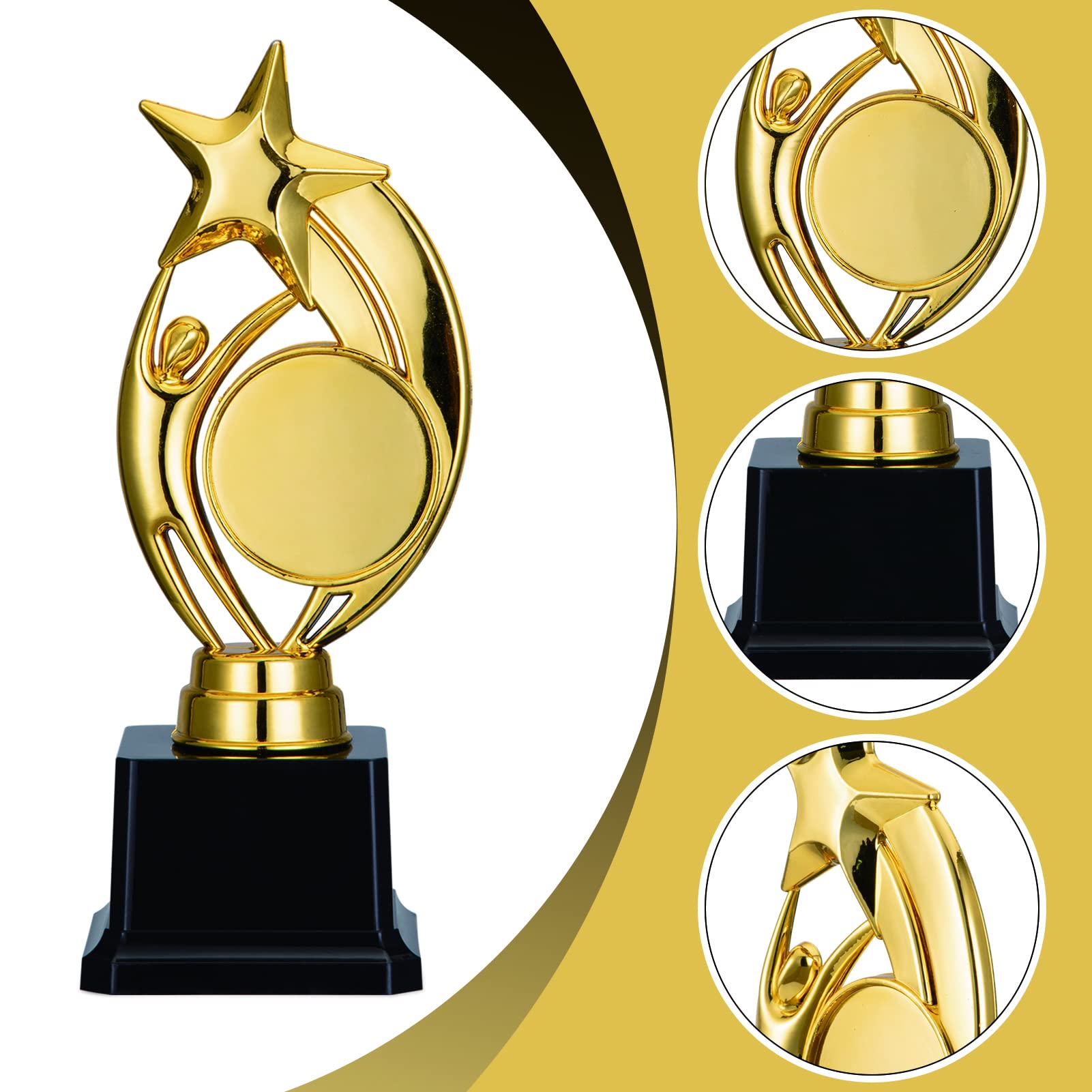 Trophée Garvee Étoile d'Or avec autocollants à personnaliser pour compétitions et fêtes, 21,6 cm, or