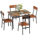 Garvee Ensemble de table à manger 5 pièces bois PU, 4 chaises rembourrées, cadre métal moderne pour appartement, compact, marron