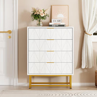 Garvee commode à 4 tiroirs avec grand espace de rangement, en MDF, pieds en métal doré, idéale pour la chambre et l'entrée, robuste et résistante aux rayures