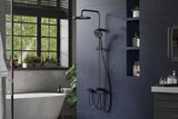 Garvee Colonne de douche pluie 25 cm avec barre réglable - Noir