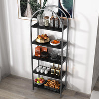 Garvee Étagère à 5 niveaux avec structure en métal, grande étagère ouverte, étagères arquées, noire pour salon et bureau