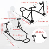 Support de levage pour moto Garvee, capacité de charge de 385 kg, largeur réglable, cadre en fer robuste, pour atelier et garage, universel, noir