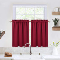 Cantonnières occultantes Garvee, lot de 2, pour fenêtres (salon, cuisine, chambre), isolantes thermiques, rouges, 66 x 76 cm