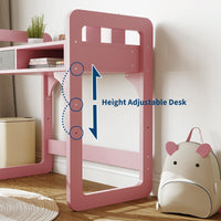 Ensemble bureau et chaise pour enfants Garvee, hauteur réglable et rangement pour apprendre et jouer, 81 cm (H) x 84 cm (L) x 46 cm (l), rose