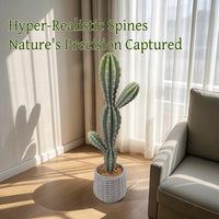 Cactus artificiel Garvee de 89 cm (35 pouces) réaliste en EVA, pot blanc, décoration intérieure et extérieure