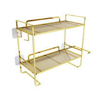 Étagère de salle de bain GARVEE, 2 niveaux avec porte-papier toilette et 2 crochets, argentée, 45 x 16 x 36 cm, gain de place et moderne