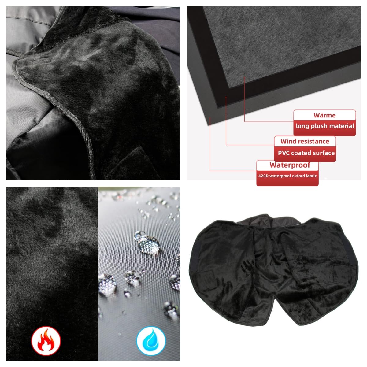 Housse universelle pour jambes de scooter Garvee, couverture imperméable doublée en polaire pour scooter, idéale par temps froid et pluvieux, housse multifonctionnelle pour jambes de fauteuil roulant, noire