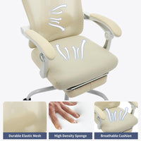 Garvee Chaise de bureau ergonomique en maille avec soutien lombaire et repose-pieds réglables, pour le bureau et le gaming. Blanche