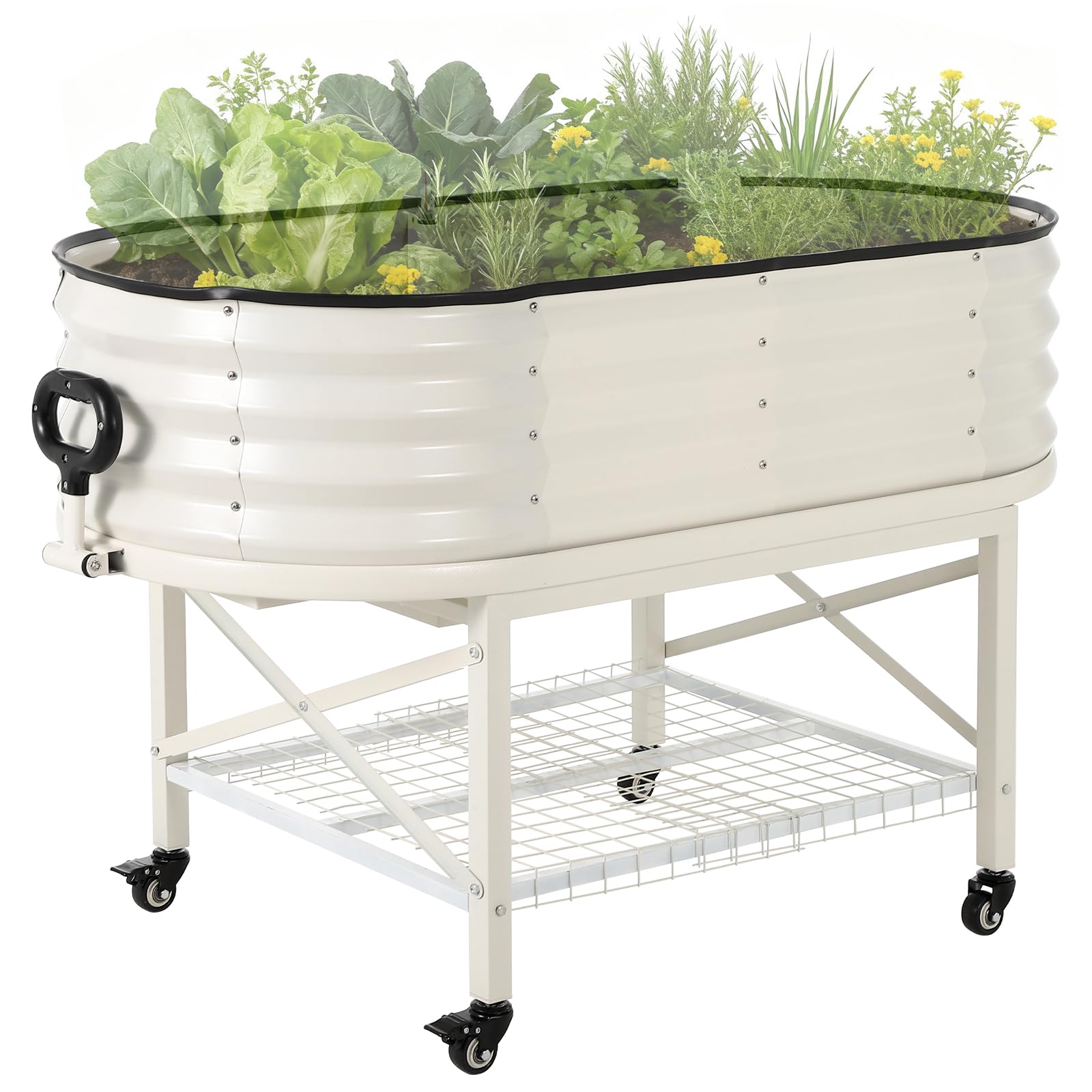 Jardinière surélevée Garvee, en métal avec filet de protection contre les oiseaux, robuste, en acier galvanisé, idéale pour les légumes, les fleurs et les herbes aromatiques. Convient pour balcon et terrasse. Résistante aux intempéries.