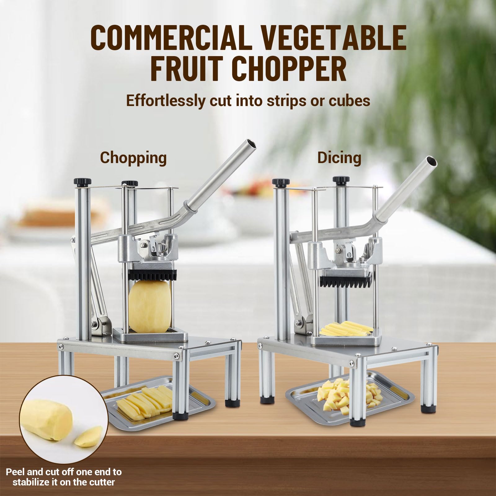 Garvee Coupe-Légumes Professionnel en Acier Inoxydable avec 4 Lames Interchangeables pour Restaurant, Cuisine Professionnelle et Maison